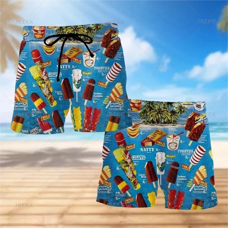 Summer Hawaiian 3D Icecream Printing Beach Shorts For Men Fashion Streewear Swim Trunks Harajuku Cool Board Shorts Short Pants 5