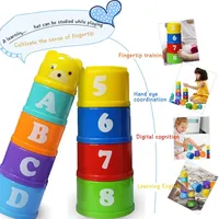 Kids Bathroom Stacked Cups Set Toys Water/Beach Games Tool Cup Stacking Educational Toys for Baby Bathtub Toddlers Birthday Gift 2