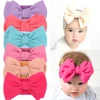 Solid Big Bow Topknot Headband for Baby Girls Elastic Nylon Hair Bands Handmade Newborn Fashion Turban Headwraps Accessories 1