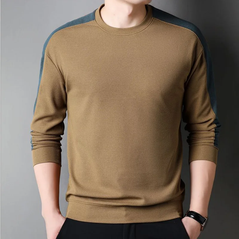Fashion O-Neck Spliced Loose Korean Sweatshirt Men's Clothing 2023 Autumn New Casual Tops Long Sleeve All-match Sweatshirts