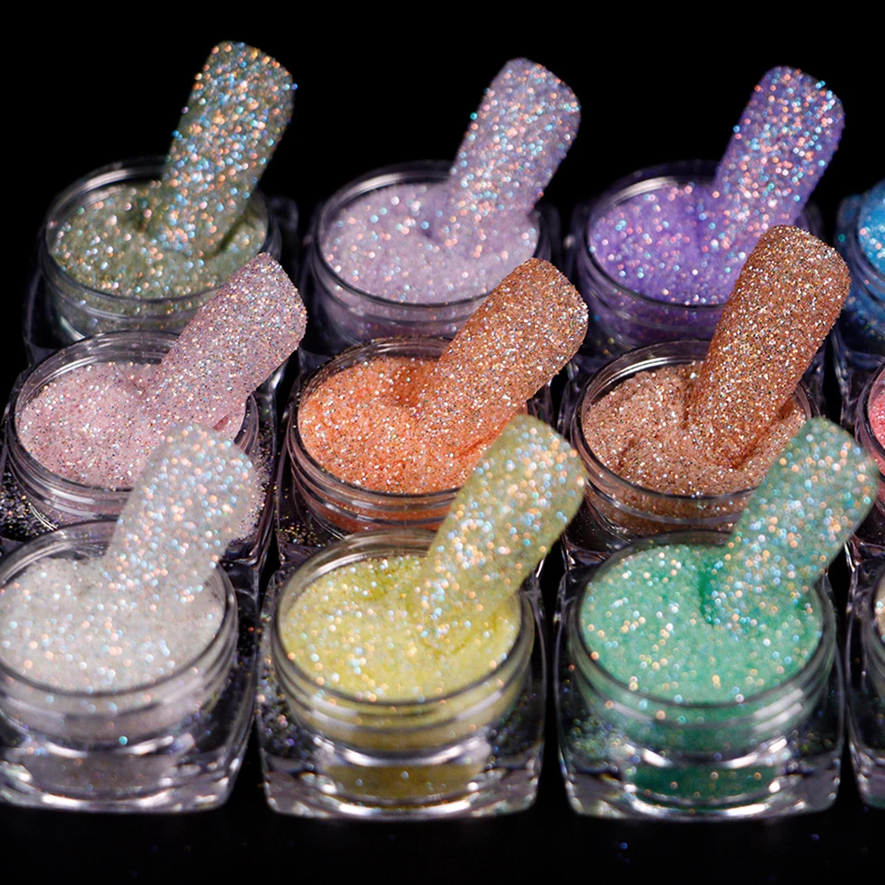 Nail Powder Set 12 Bottles Shiny Nail Sugar Pigment Powder Glitter For Nail Arts Face Hair Body Decoration