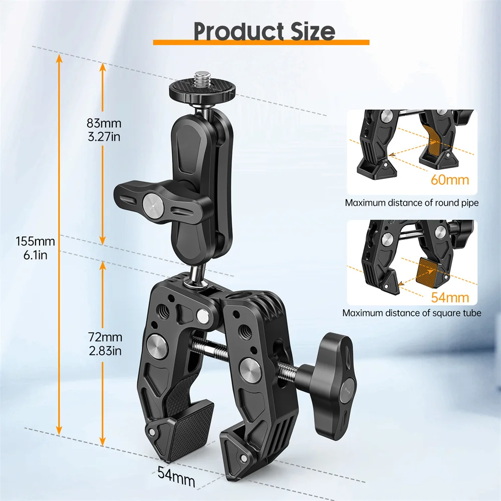 Metal Super Braçadeira com 360 Bola Cabeça Braço Mágico Braçadeira com Arri Parafuso para Dslr Câmera Monitor Led Luz Mic Hastes Novo - Image 3