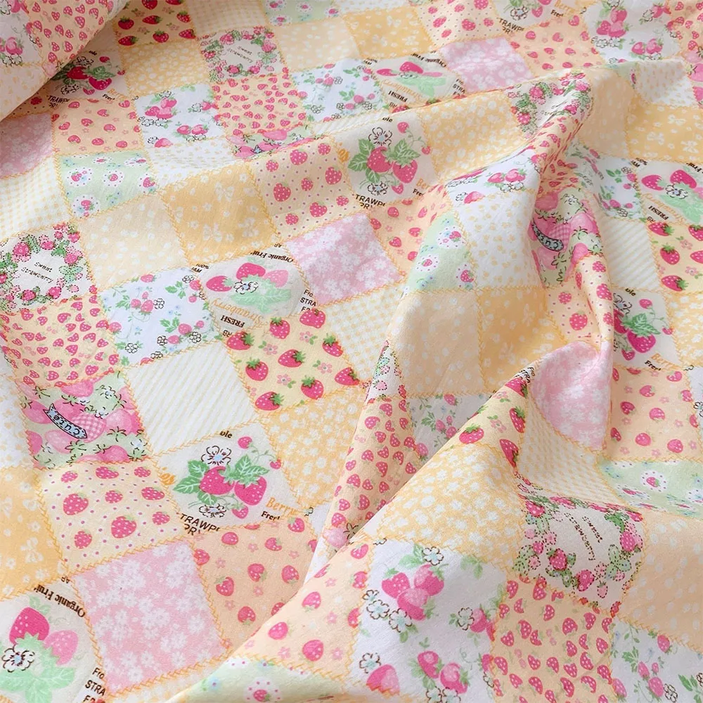 145x50cm 100% Cotton Fabric Handmade DIY For Sewing Dress Clothing Bags Floral Farm Strawberries Patchwork All Purpose Materials