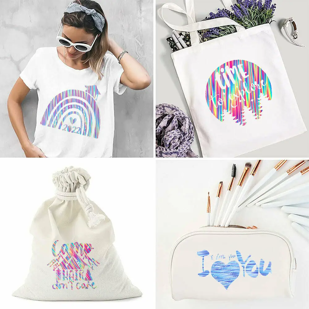 12"x10" 4pcs Neon Color Heat Transfer Vinyl Iron on Clothes Fabric Bag Decor HTV Bundle Sheets Vinyl DIY Sign Pattern for cut