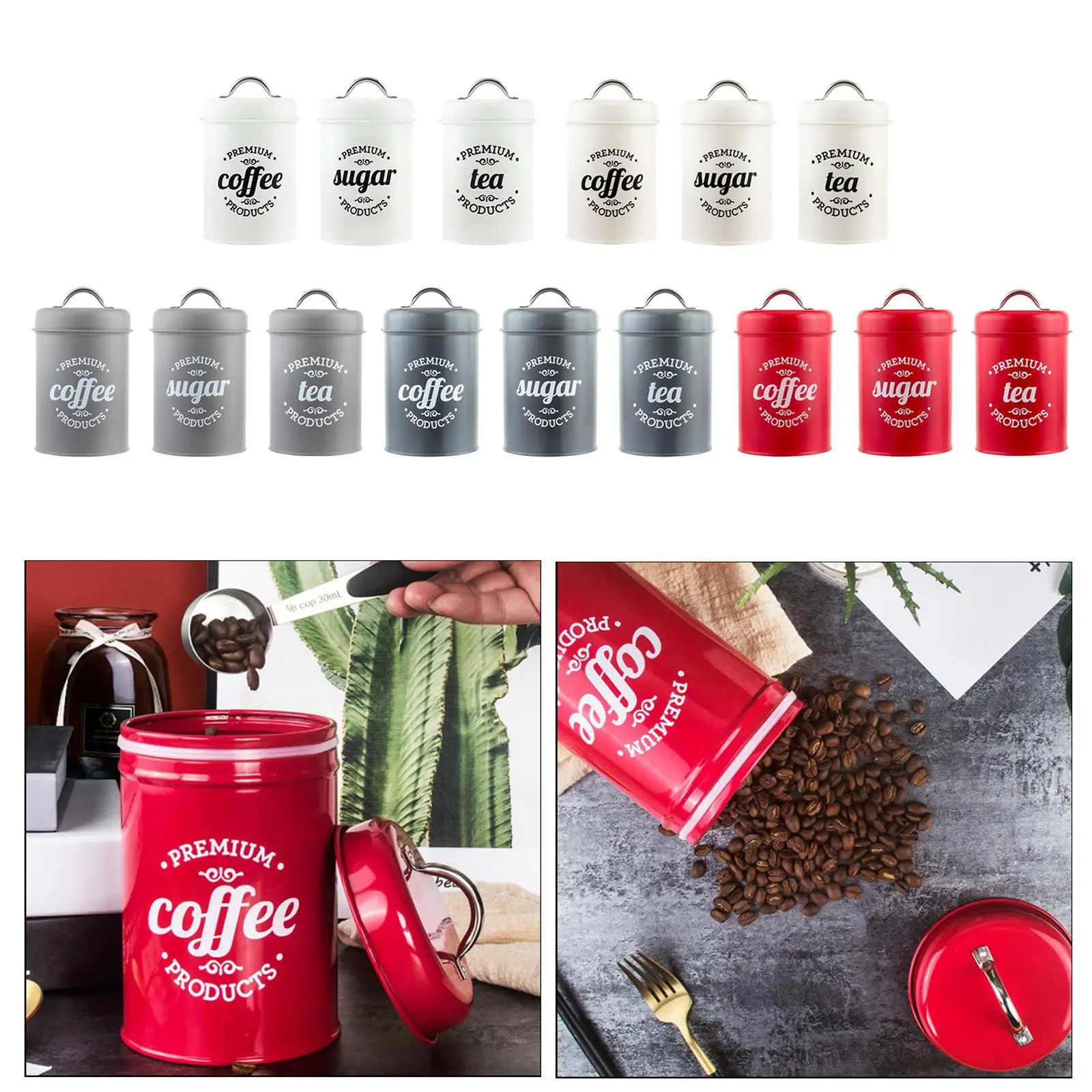 Kitchen Canister Set with Lids Coffee Tea Sugar Canisters Jars Countertop