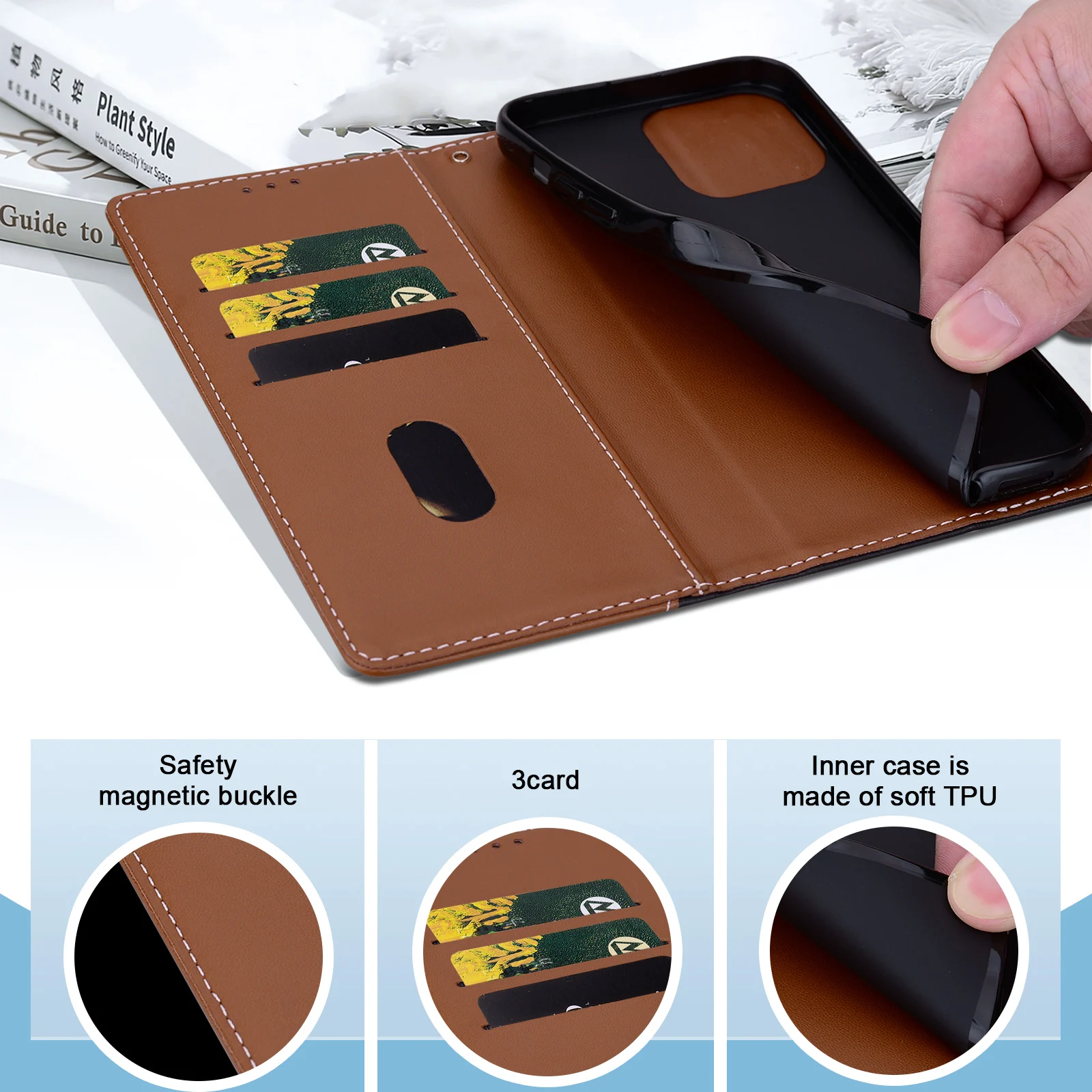 Premium Magnetic Flip Leather Wallet Phone Case
