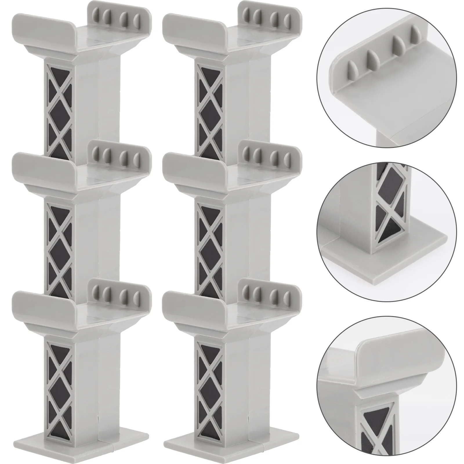 

6 Pcs Train Pier Building Blocks Kids Toys Bracket Track Support Risers Plastic Bridge Child Supports