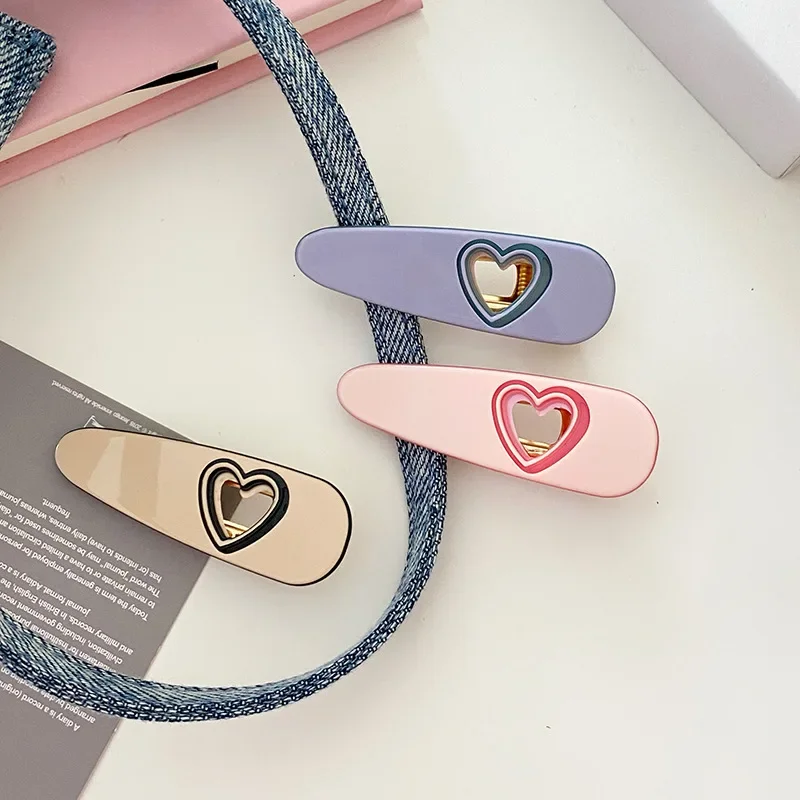 Summer Vitality Hollow Love Heart Hairpin Korean Trendy Y2k Sweet Cute Acetic Acid Alligator Clips Headwear Accessories for Girl