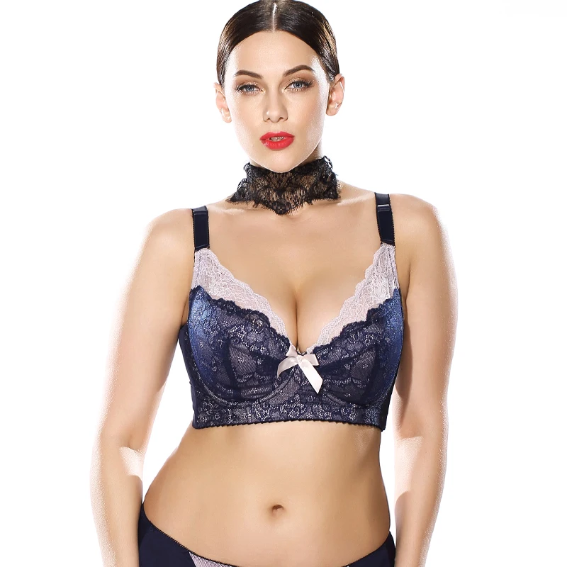 Reggiseno in pizzo da donna a copertura totale con ferretto leggermente imbottito Balconette 34 36 38 40 42 44 46 BBEFGH IJ - immagine 2