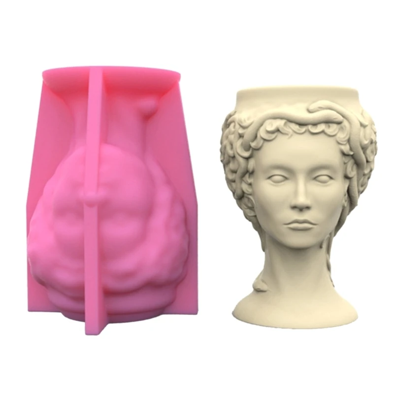 

Lady Head Concrete Silicone Pot Mold Succulent Flowerpot Clay Cement Plaster Molds DIY Home Garden Flower Pots Mould R3MC