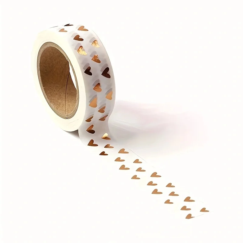 1PC 15mm*10m Heart Foil Washi Tape Japanese Kawaii Scrapbooking Tools Masking Tape Christmas Photo Album Diy Decorative Tapes 5