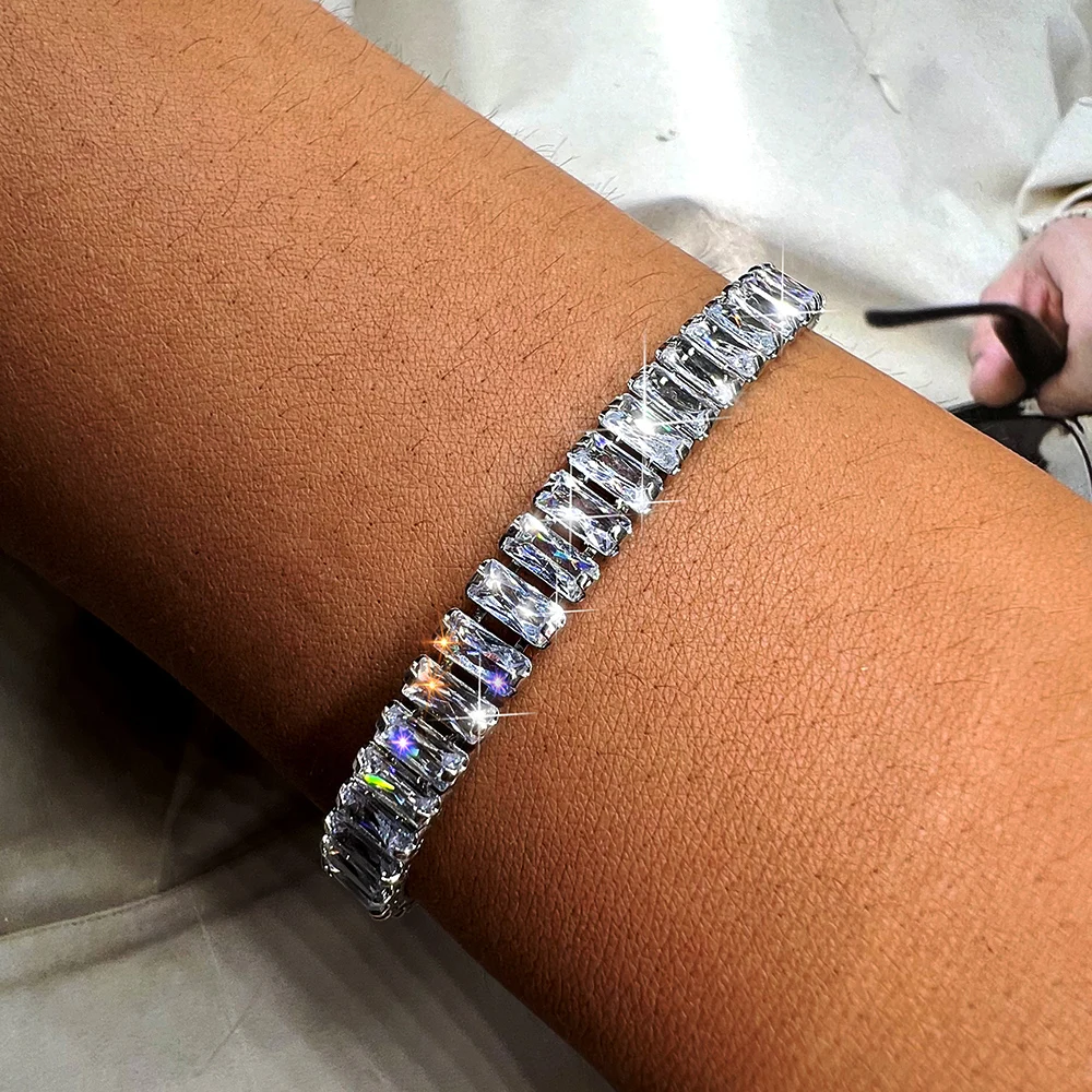 تألق مكعب الزركون أساور التنس للنساء الفاخرة داينت...