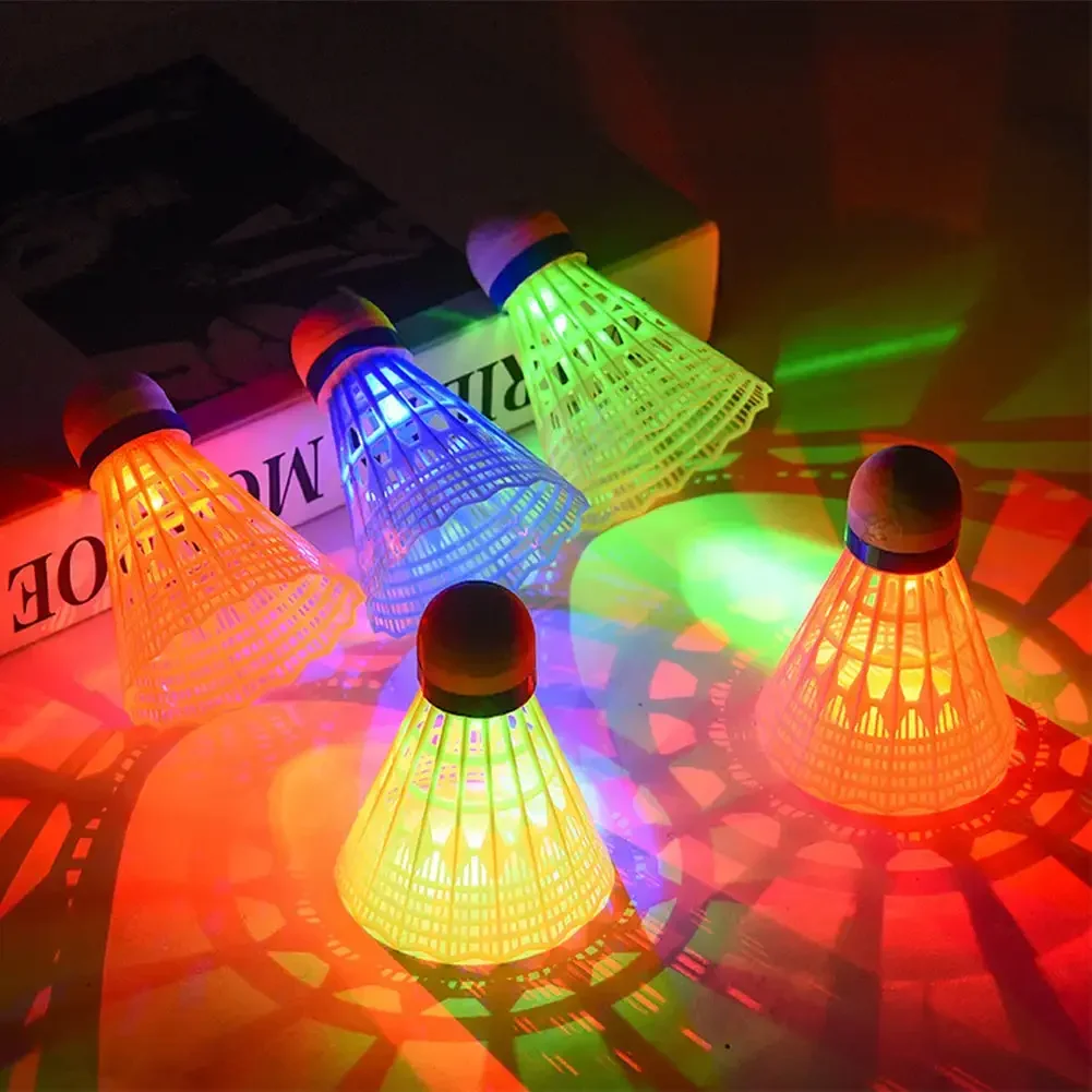 6Pcs LED Badminton Ball Glowing Light Up Plastic Badminton Shuttlecocks Colorful Lighting Balls Sports Training In/Outdoor Game badminton ball badminton shuttlecock