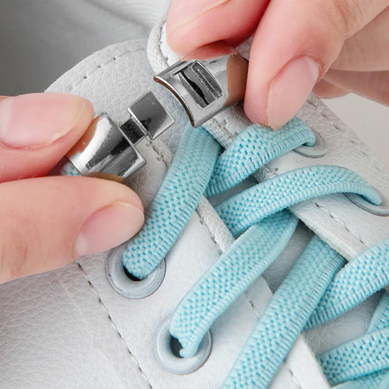 Elastic Shoelaces Cross Buckle No Tie for Sneakers Flat One Size Fits All Kids Adult