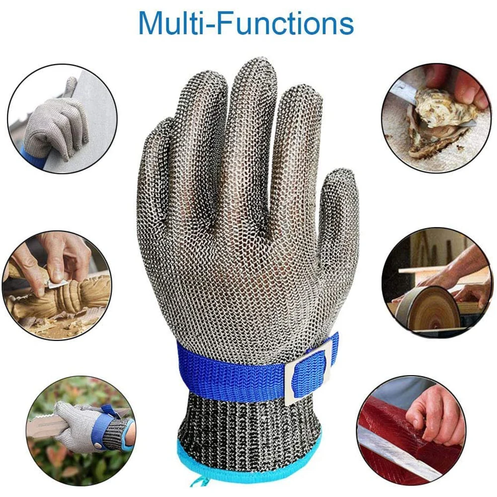 Stainless Steel Wire Gloves Anti-cut Cut-resistant Woven Safety Working Gloves Cutting Fish-killing Metal Iron Kitchen Gloves