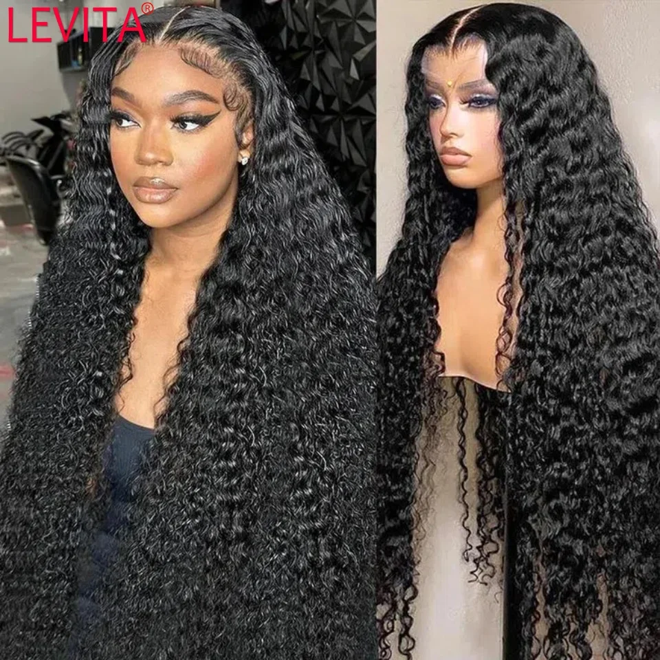 

250 Density Human Hair Ready To Wear Deep Wave Frontal Wig Glueless Wigs Transperent Lace Front Human Hair Water Wave Curly Wigs