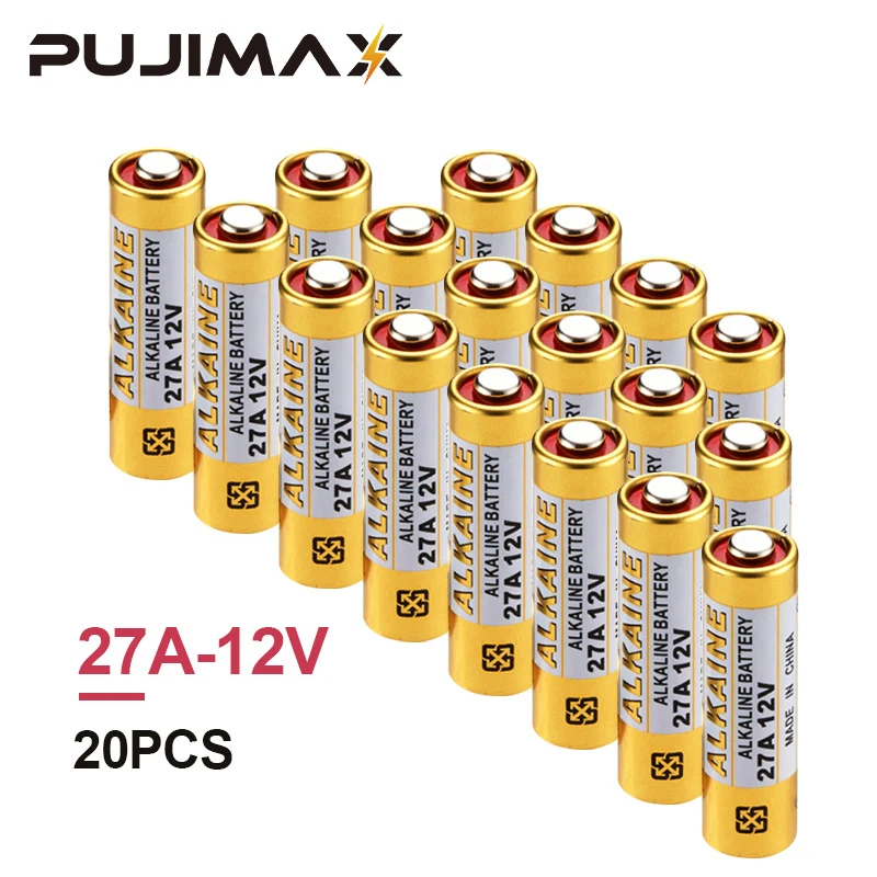 

PUJIMAX 20Pcs 27A 12V Dry Alkaline Battery 27MN A27 For Doorbell Car Alarm Walkman Car Remote Control Etc Mercury Cadmium Free