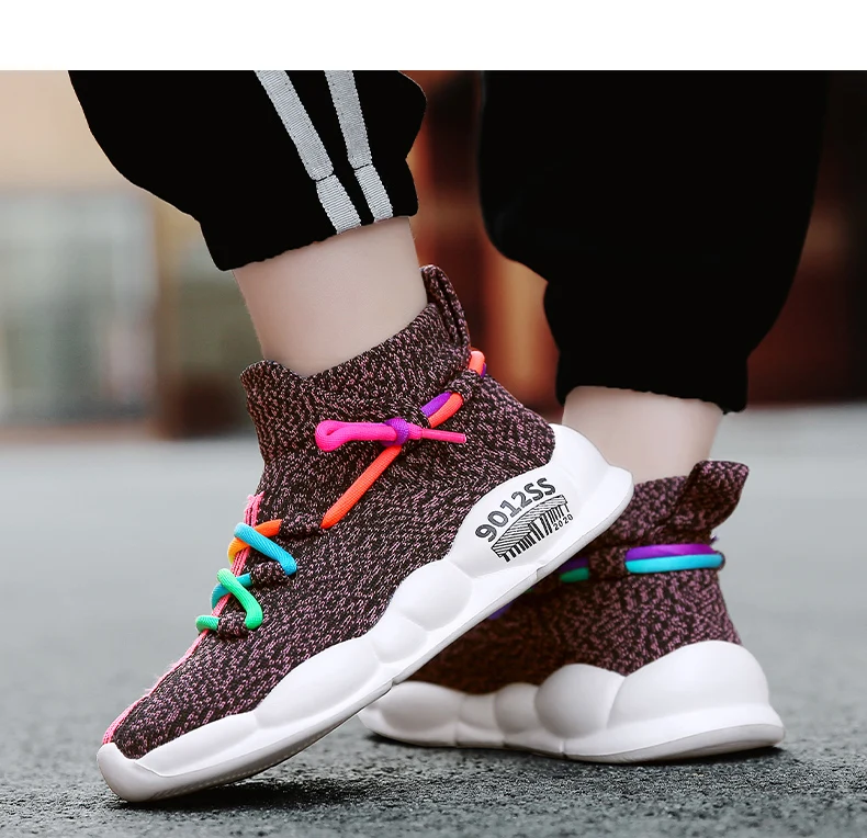 2025 neue Marke Kinder Schuhe Junge Mädchen Atmungsaktive Schuhe Casual Sport Schuhe Weiche Outdoor Kinder Stricken Turnschuhe Größe 26-38 – Detail 15