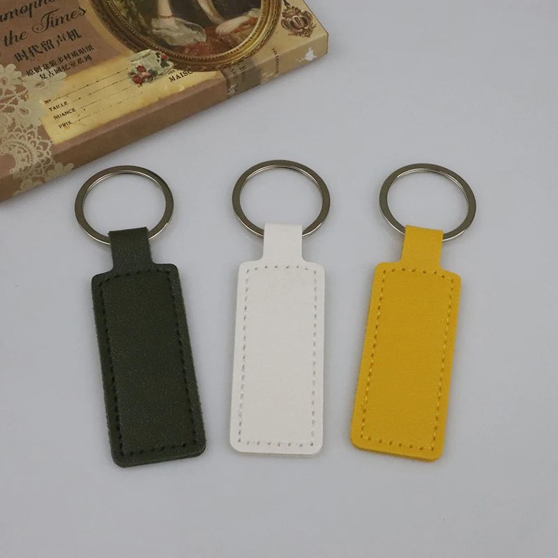 1pcs doppelseitige pu Leder Schlüssel bund Auto kleines Geschenk Metall Anhänger pu einfarbig Auto Schlüssel anhänger einfache Schlüssel anhänger Schlüssel halter – Detail 7