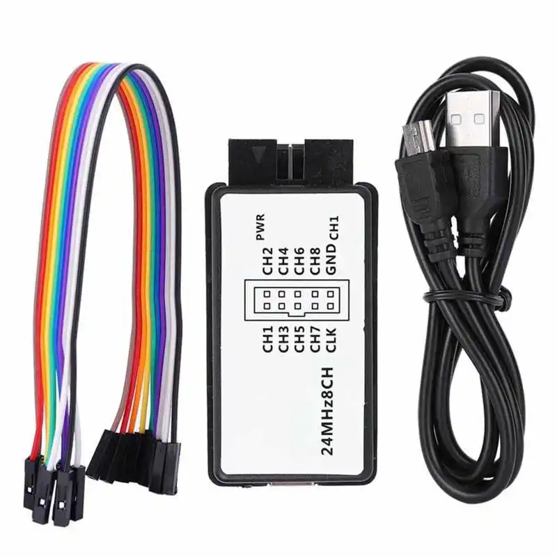 USB Logic Analyzer Device Set Mini Digital Pocket Size 8 Channel Input Memory 24MHz