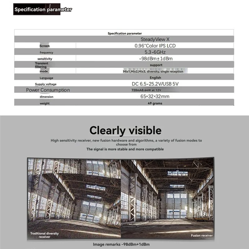Récepteur FPV SteadyView X L69A - Écran IPS, ELRS, 2-6S