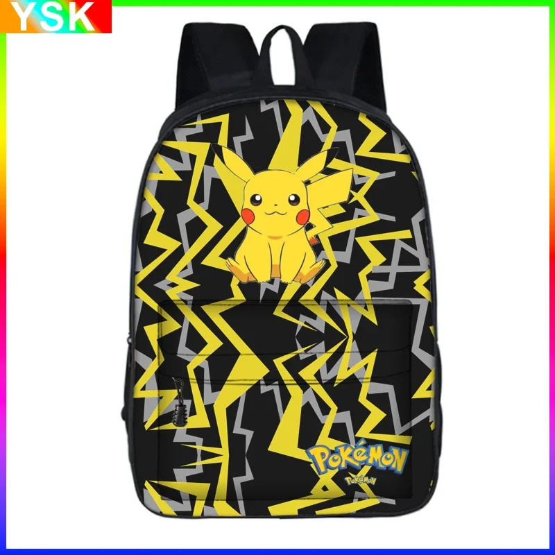 Pikachu with Compartments Primary and Middle Students Schoolbag Sport Backpack Lightening Boys Girls Lightening zipper shoulders