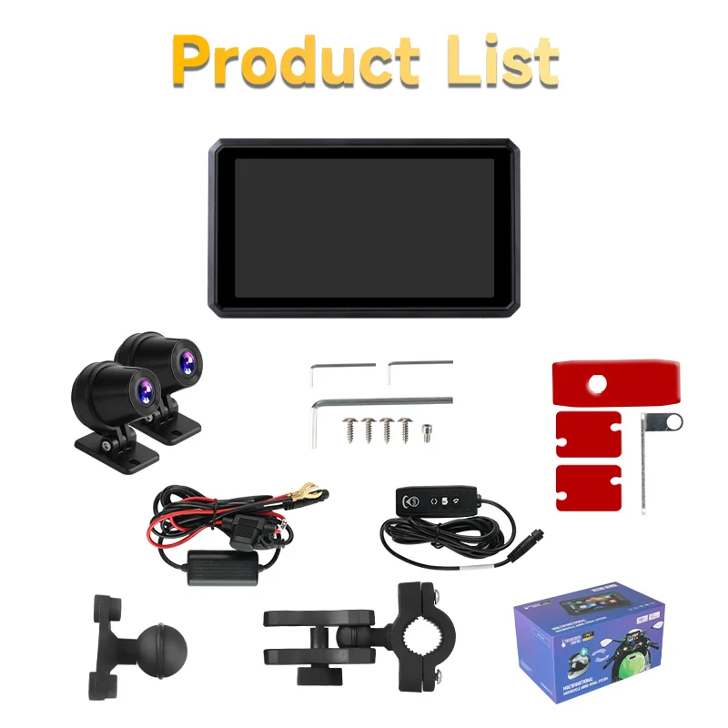 Jansite HD 오토바이 DVR 내비게이션 카플레이 카메라, 리눅스 IP67 방수 호스트, 듀얼 블루투스, 무선 안드로이드 오토, 5 인치, 2K