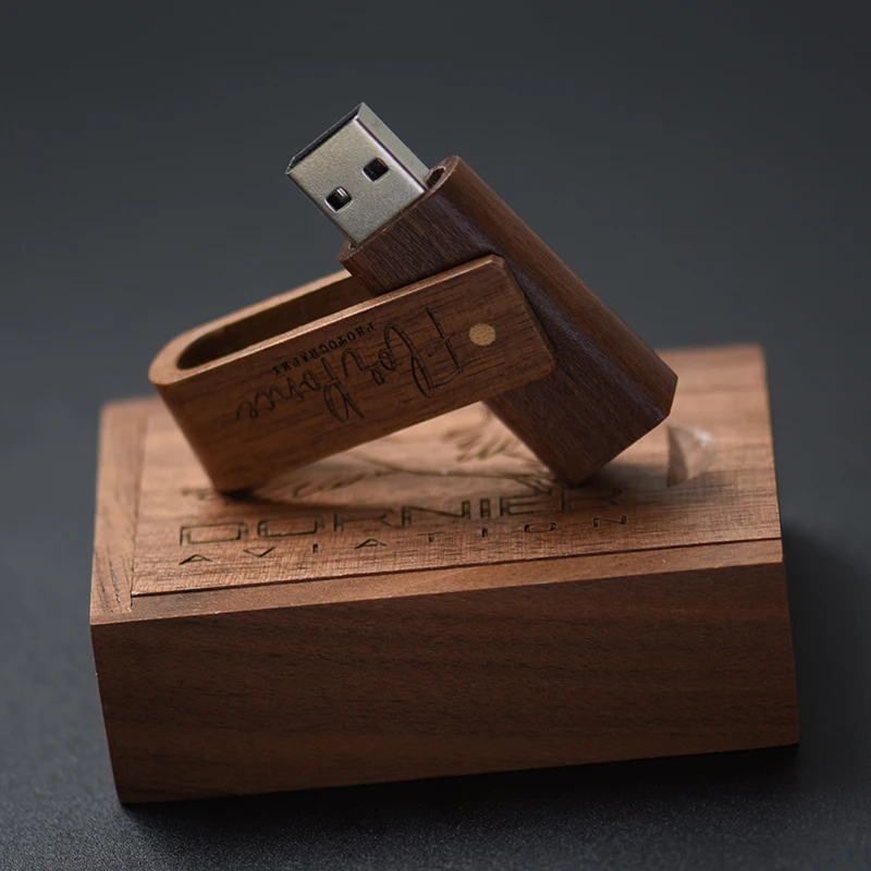JASTER 회전식 나무 USB 2.0 플래시 드라이브 128GB 펜 드라이브 64GB 무료 맞춤형 로고 메모리 스틱 32GB 16GB 독창적인 선물 U 디스크
