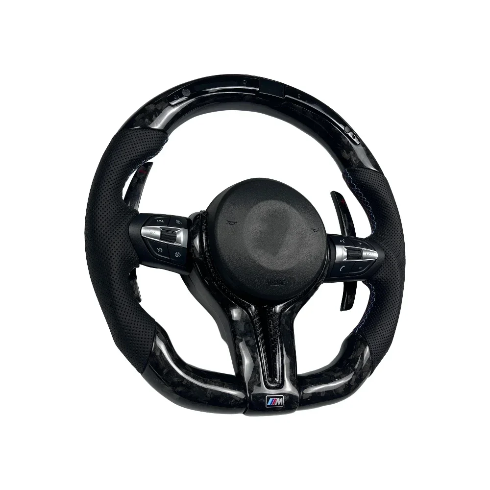 

Custom Leather Steering Wheel With Paddles For BMW X5 F15 LED Carbon Fiber Steering Wheel