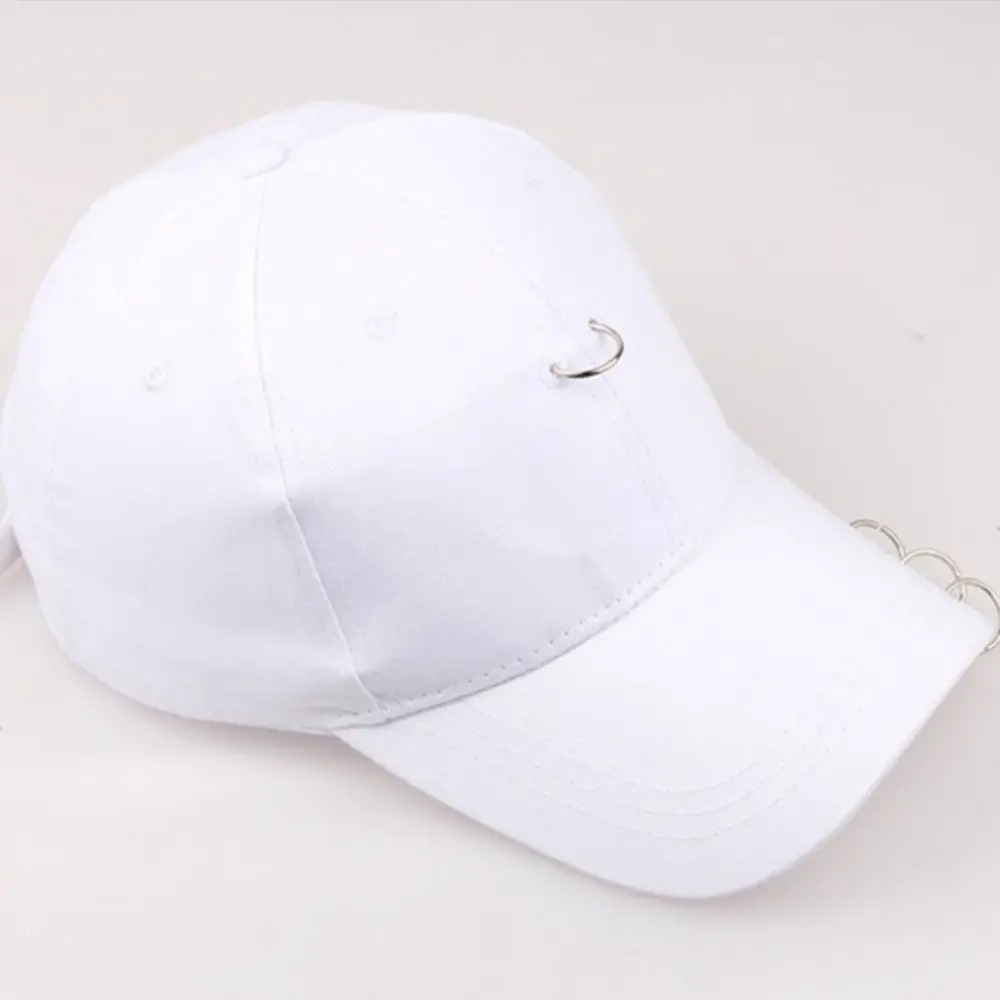 

Men Unisex Safety Pin Ring Concise Style Sport Cap Curved Hat Women Visors Men Baseball Cap