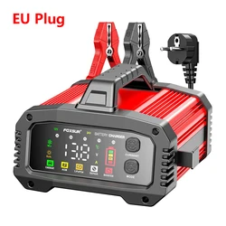 Enhanced 25A Portable Smart Battery Charger with Pulse Repair and Booster (EU Plug Red )