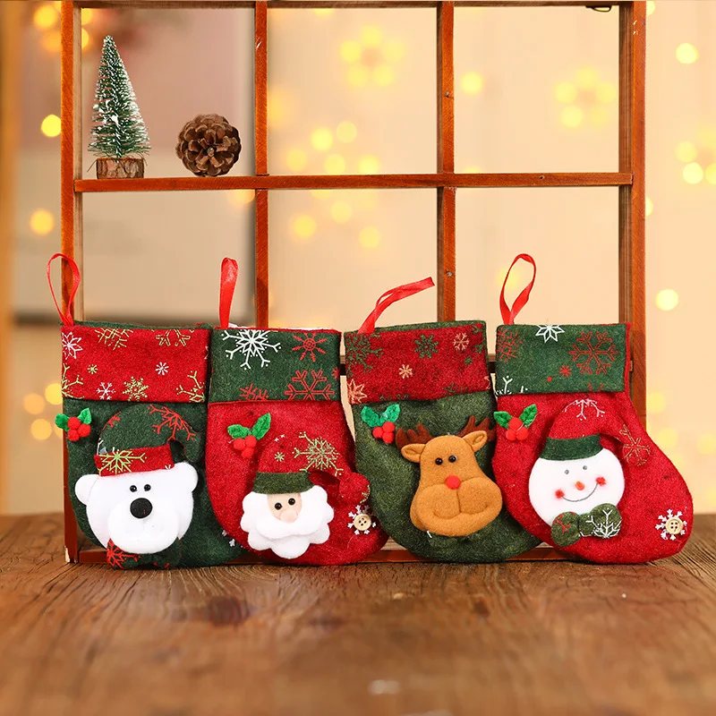 Mini Christmas Hanging Stockings Xmas Tree Ornaments Pendant Small Boots Children New Year Candy Bag Santa Claus Gift Sock Decor christmas stockings