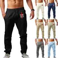 Indoor Boy Big And Tall Sports Mens Fashion Casual Printed Linen Pocket Lace Up Pants Large Size Pants Free Shipping