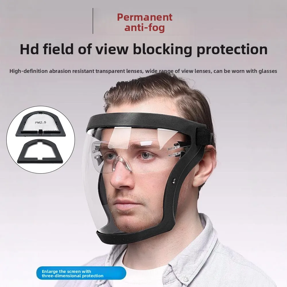 Dust And Anti-Fog Transparent Mask High-Definition Fog-Free Welding Eyewear Head-Mounted Full-Face Protection