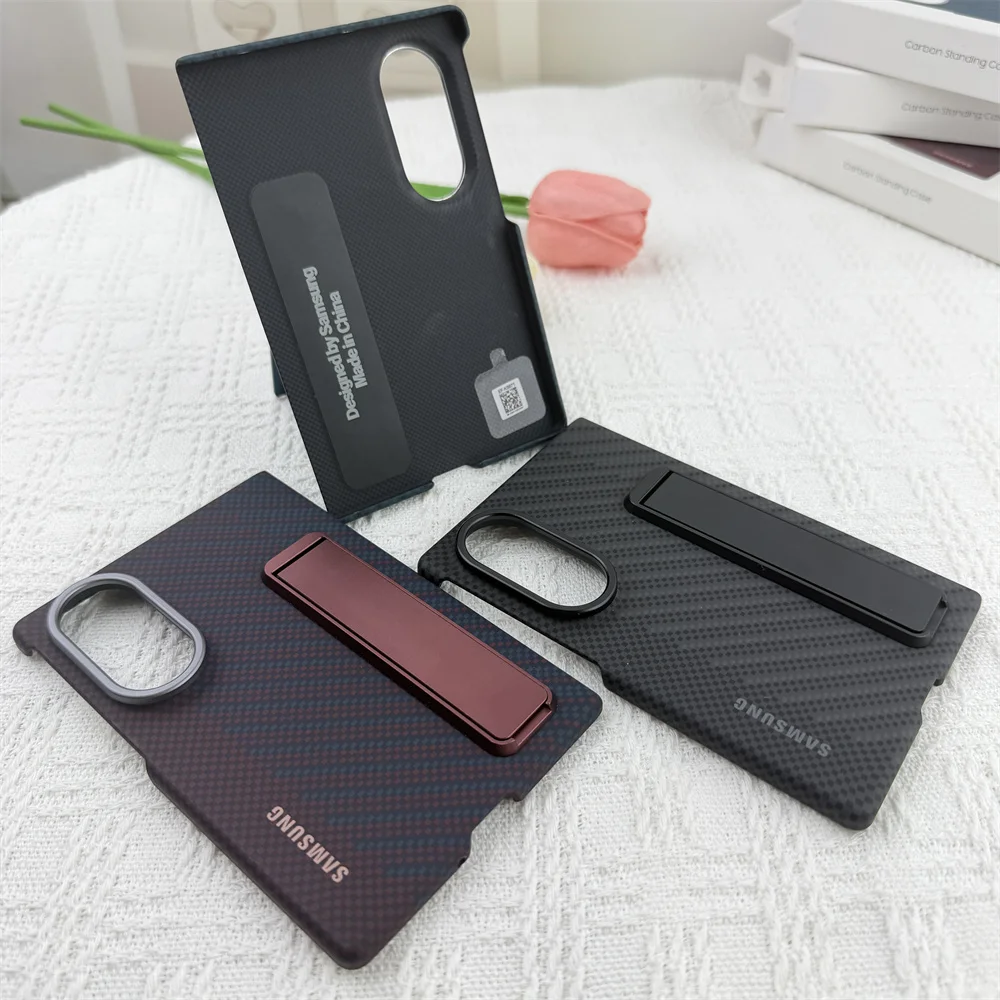 Carbon Fiber 5G Kickstand Case - Shockproof Protective Back Cover