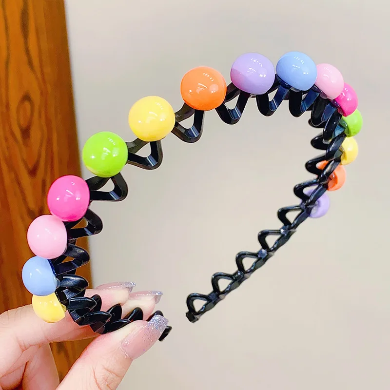 Cute Colorful Flower Round Star Heart Wave Metal Hairband For Girls Lovely Hair Decorate Headband Kids Sweet Hair Accessories