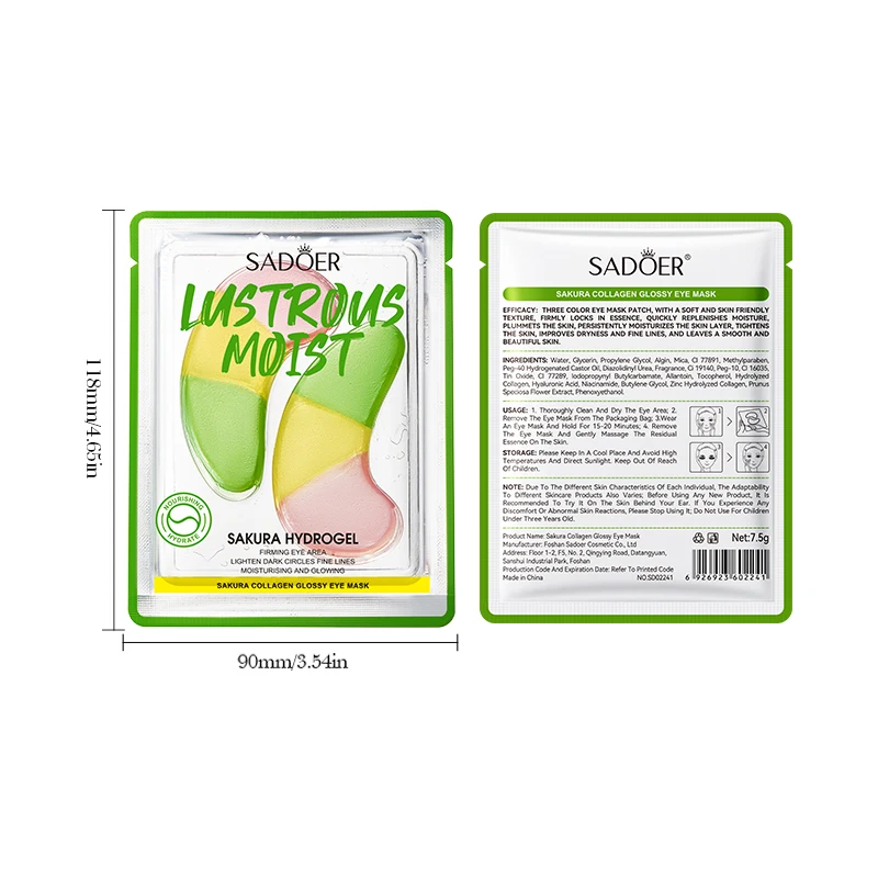 SADOER Sakura Crystal Collagen Eye Mask Anti Dark Circles Removal Eyes Bags anti-aging Moisturizing Anti Wrinkles Eye Patches