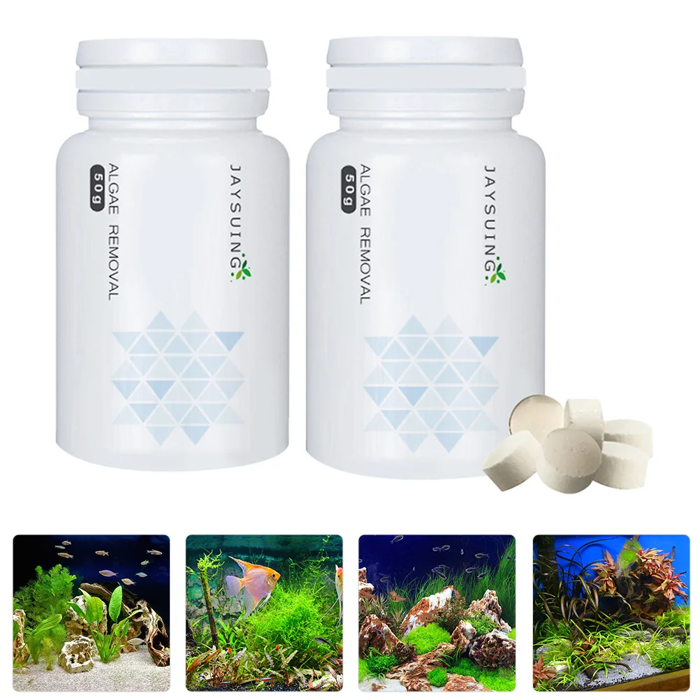 

2 Bottle Removing Moss and Algae Tablets Water Purification Fish Treatment Remover Tank Clean Aquarium