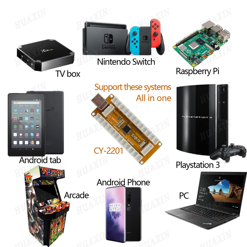 아케이드 게임 USB 제로 지연 조이스틱 푸시 버튼 인코더 보드 PC PS XBOX360 스위치 Raspbrry pi 케이블이없는 안드로이드 제어