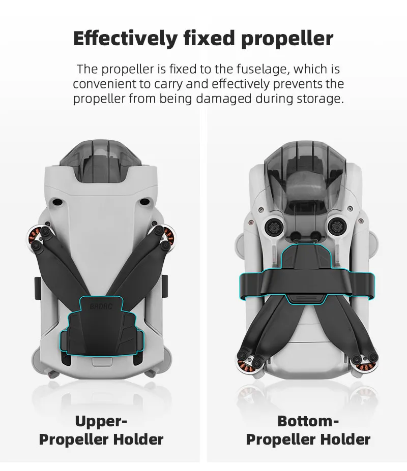 the propeller is fixed to the fuselage, which is convenient to carry and effectively prevents