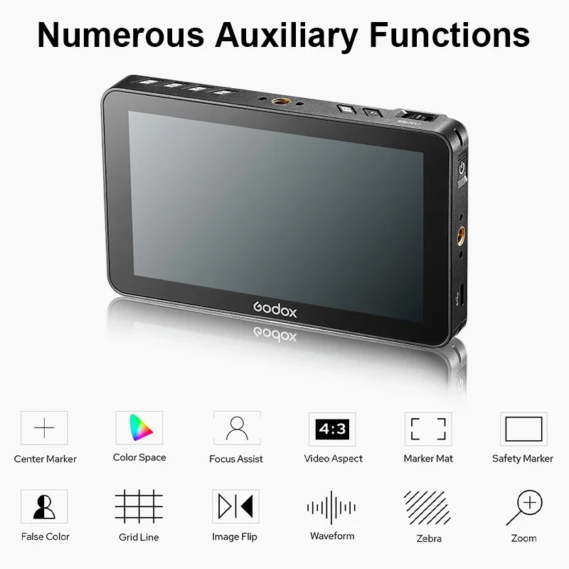 GODOX GM6S Portable Monitor 5.5-inch 4K HDMI Touch Screen DSLR Camera Monitor Photo Video Focus Outdoor Shooting with Battery