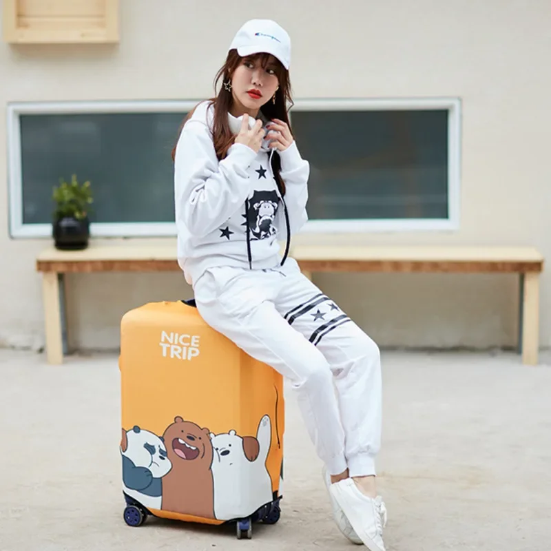 Cute Bear Luggage Cover Travel Suitcase Protector Suit For 18-32 Size Trolley Case Dust Travel Accessories Elasticity Box Sets 2