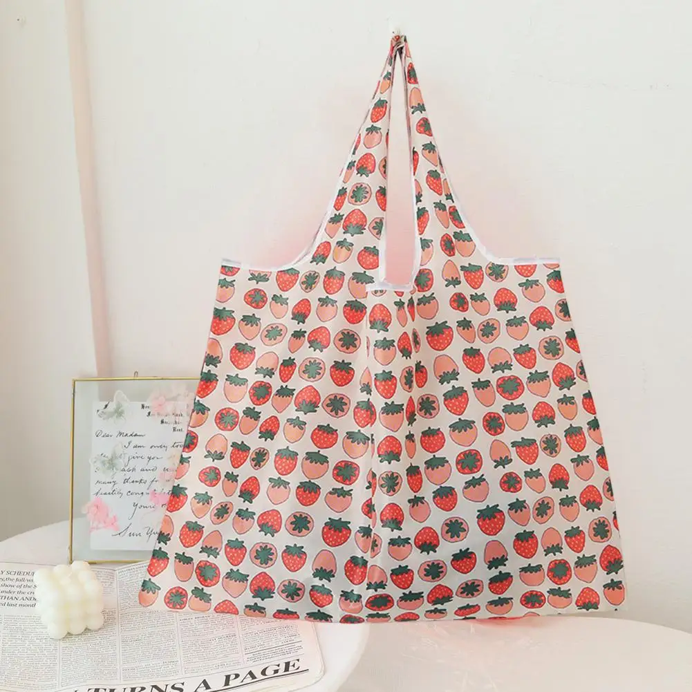 Japanese Style Shopping Bag Foldable Cartoon Print Foldable Eco-Friendly Shopping Tote Reusable Grocery Bag Casual Handbag