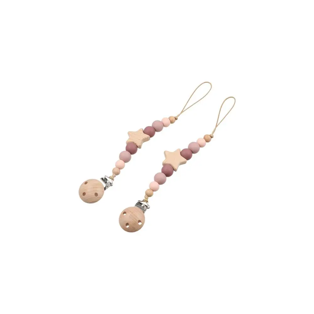 Soother Holder Wood Nipple Holder Clips Toddler Pacifier Holder Clips Dummy Clips Baby Pacifier Chain Baby Teether Toys Straps