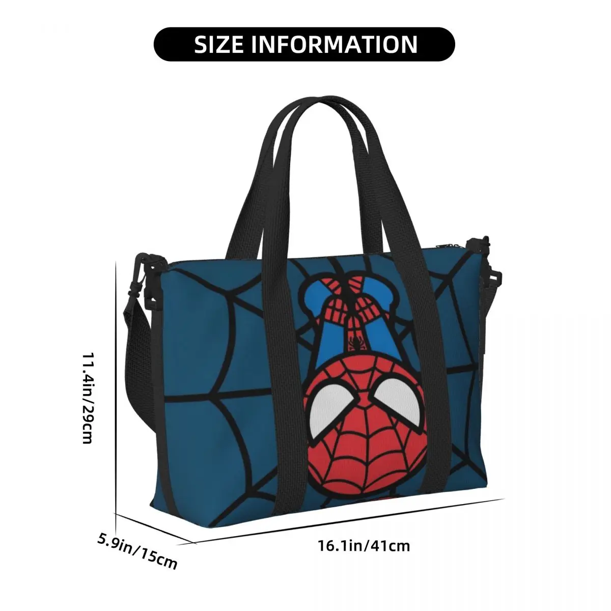 Custom Large Kawaii Spider Man Hanging Upside Down Tote Bag Women Spiderman Shoulder Shopper Beach Gym Travel Bag 4