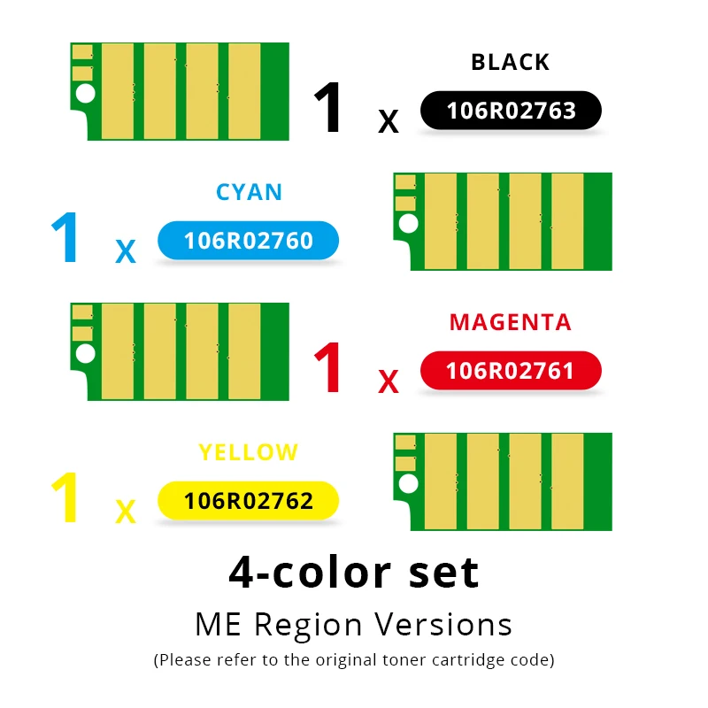 Maintenance Box Chip Resetter Toner Cartridge 4PCS SA/EEU 106R02763 106R02760 106R02761 106R02762 Toner Cartridge chip For xerox Phaser 6020 6022 WorkCentre 6025 6027 reset