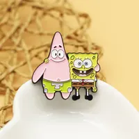 Bob l'éponge SquarePants et Patrick Star émail épinglette recueillir Badge mignon enfants cadeau bijoux orner sac à dos collier broches 3