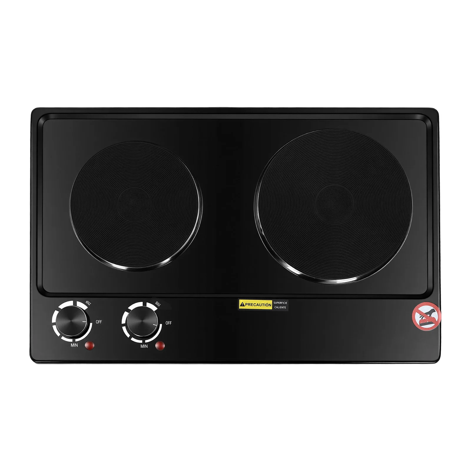 Cuisinière électrique à double brûleur 2500W, plaque de cuisson électrique avec 2 plaques, puissance de feu réglable, 220-240V pour la cuisson des aliments 1