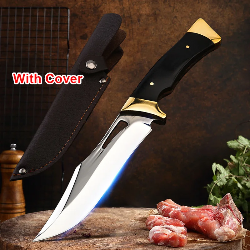 Multifunctional Butcher Knife Forged Handmade Kitchen Boning Knife with Cover Stainless Steel Fruit Cooking