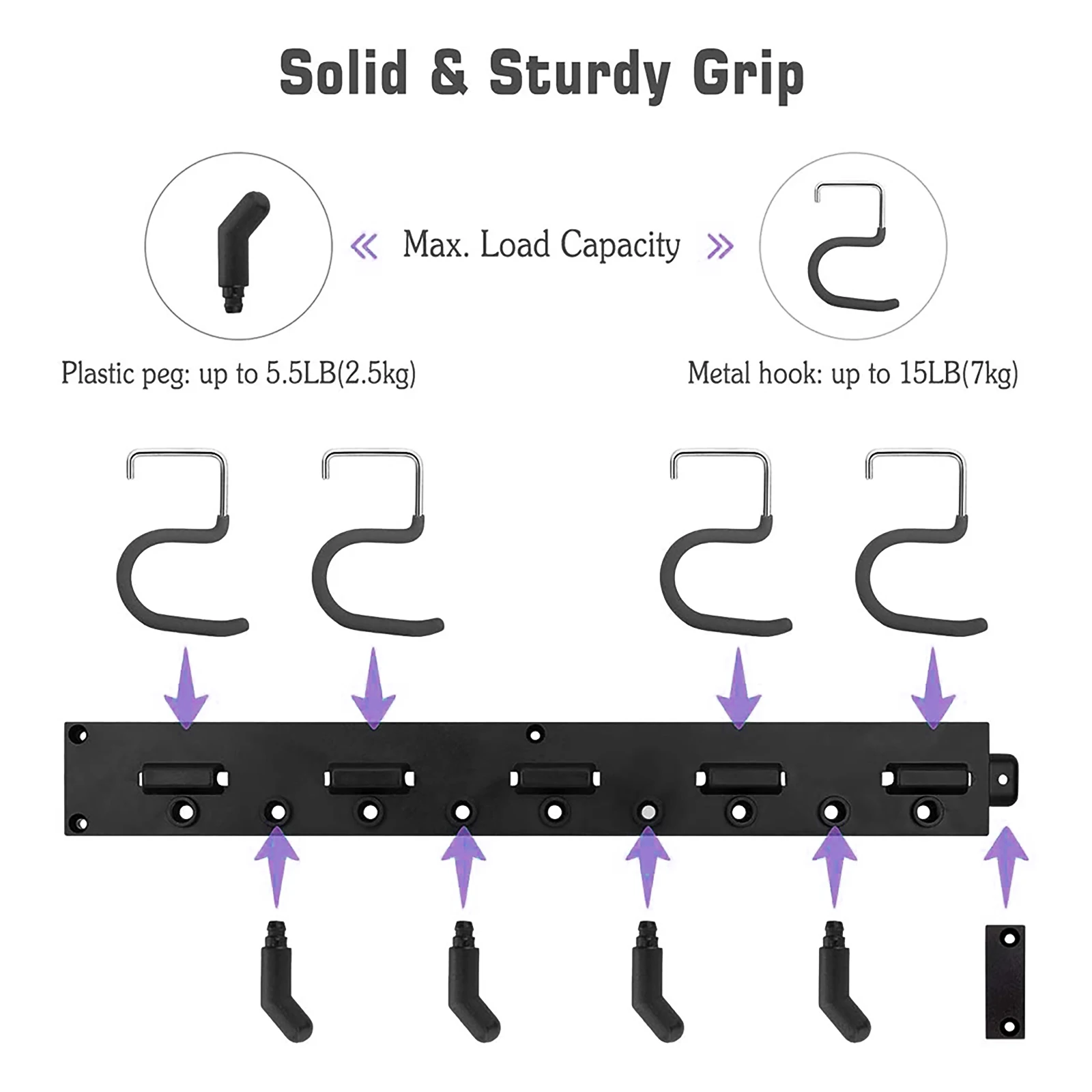 48 Adjustable Wall-Mounted Tool Organizer with 12 Hooks - Versatile Storage Solution